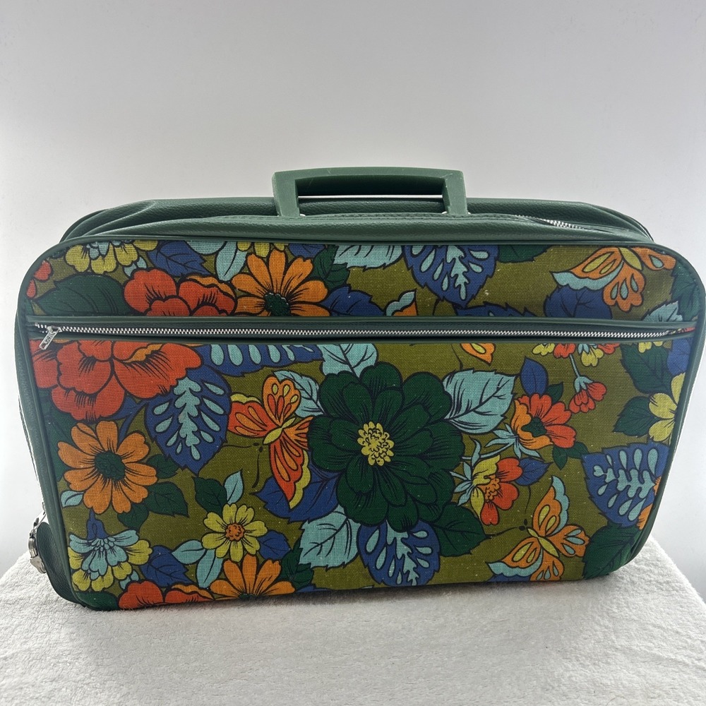 Vintage Retro Suitcase Floral Flowers Bantam  Travelware 1970's 1960's MUST SEE!
